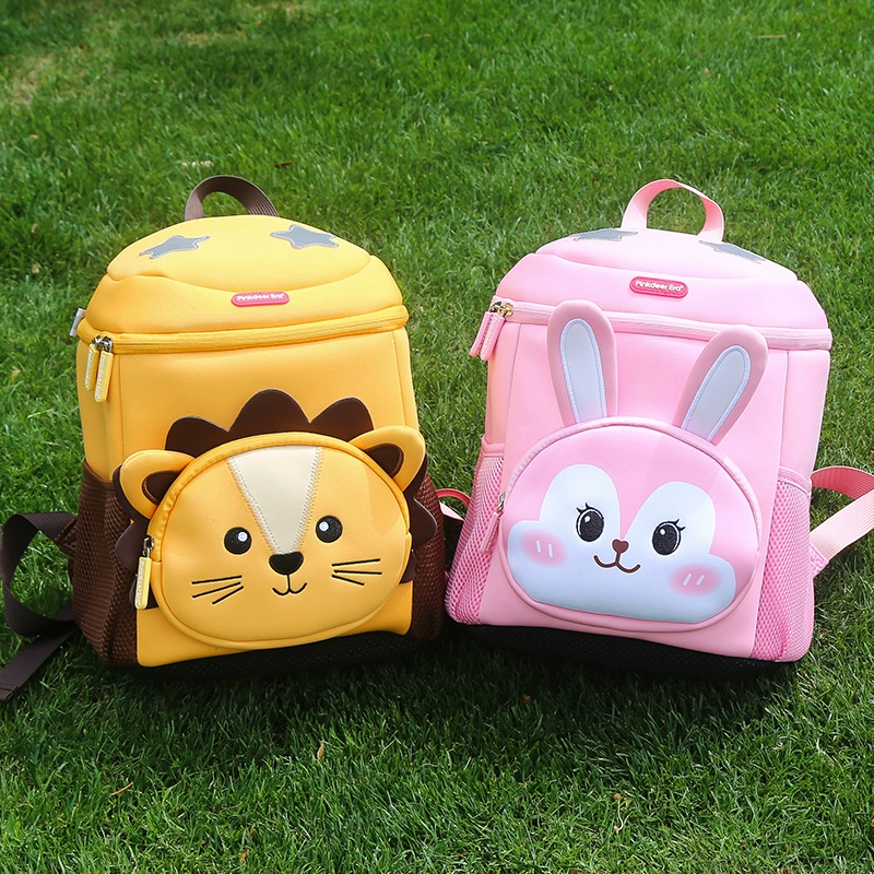 Children's cartoon trend backpack for kindergarten, card holder with animals, non-slip school bag, anti-lost