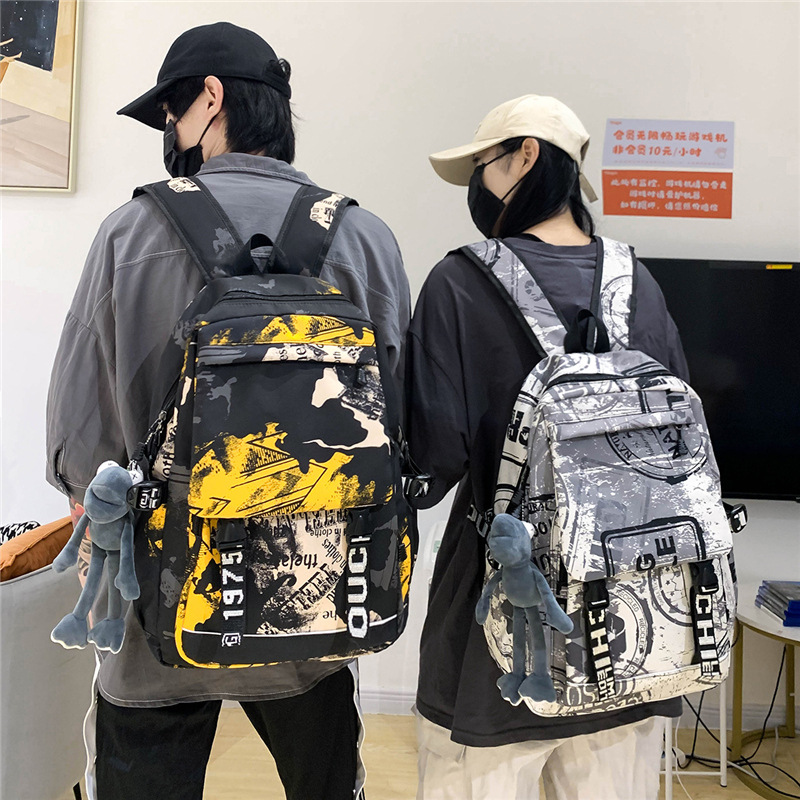 Mochila de mujer japonesa Harajuku de gran capacidad para estudiantes de secundaria bolsa de escuela de los hombres de moda fresca casual todo partido Mochila deportiva