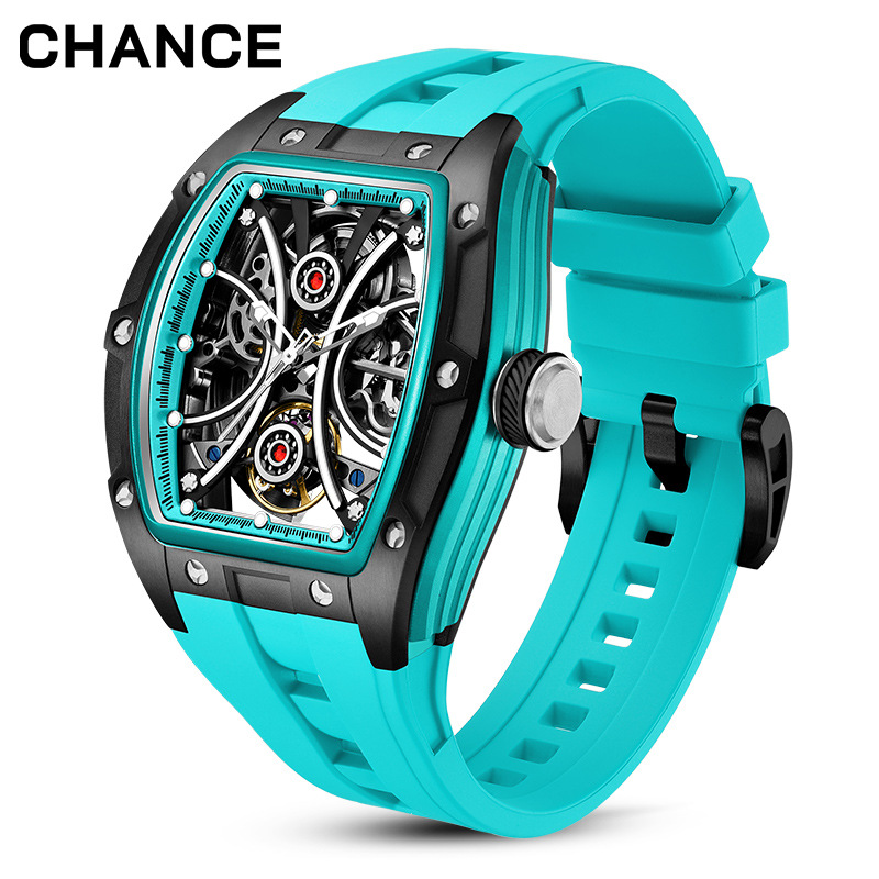 Charles Chance Cross-Border Fully Automatic Mechanical Gear Cut Out Waterproof Luminous Barrel Men's Watch 91984