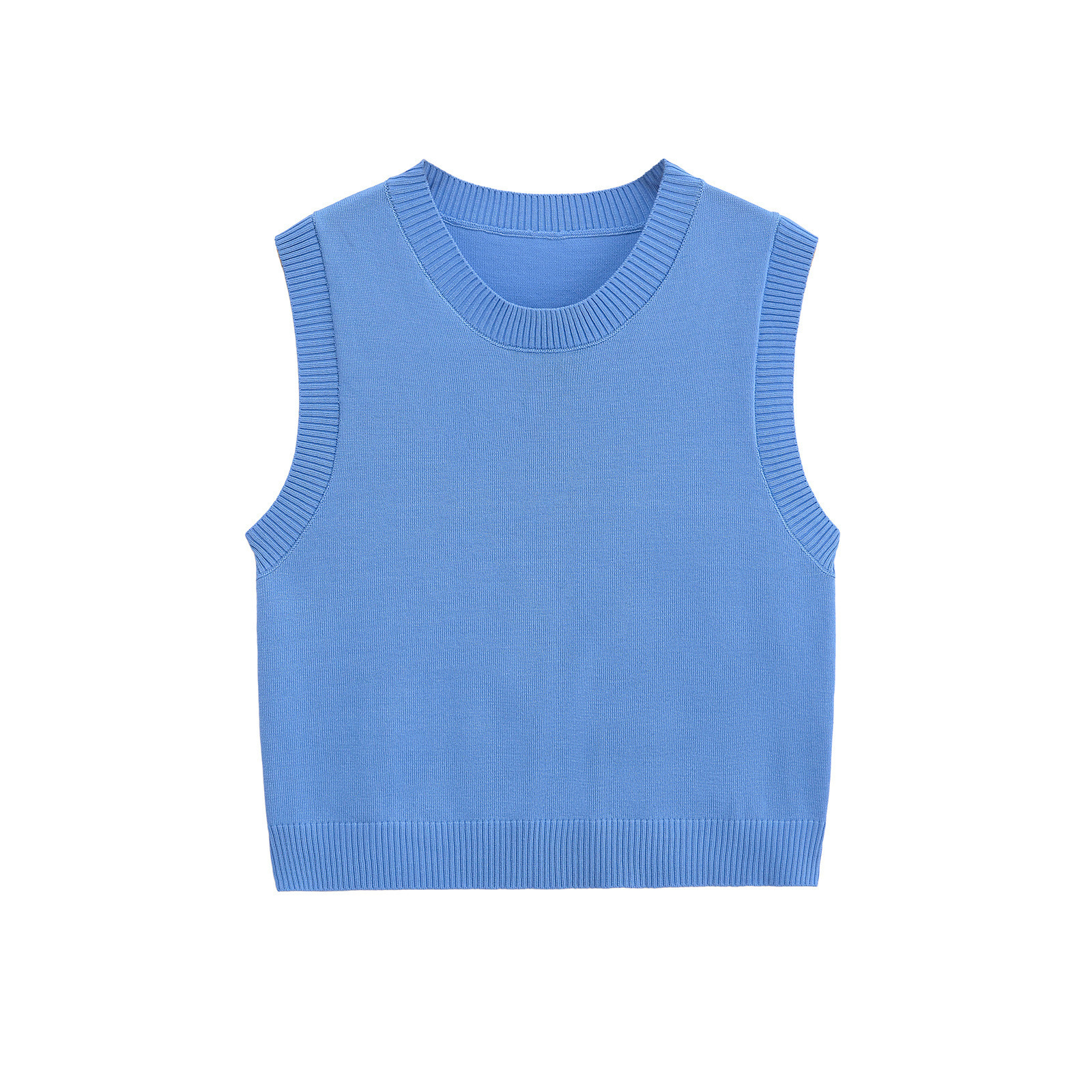 Ropa de mujer Otoño 2024 nuevo chaleco cuello redondo sin mangas top de punto simple_voghion.com