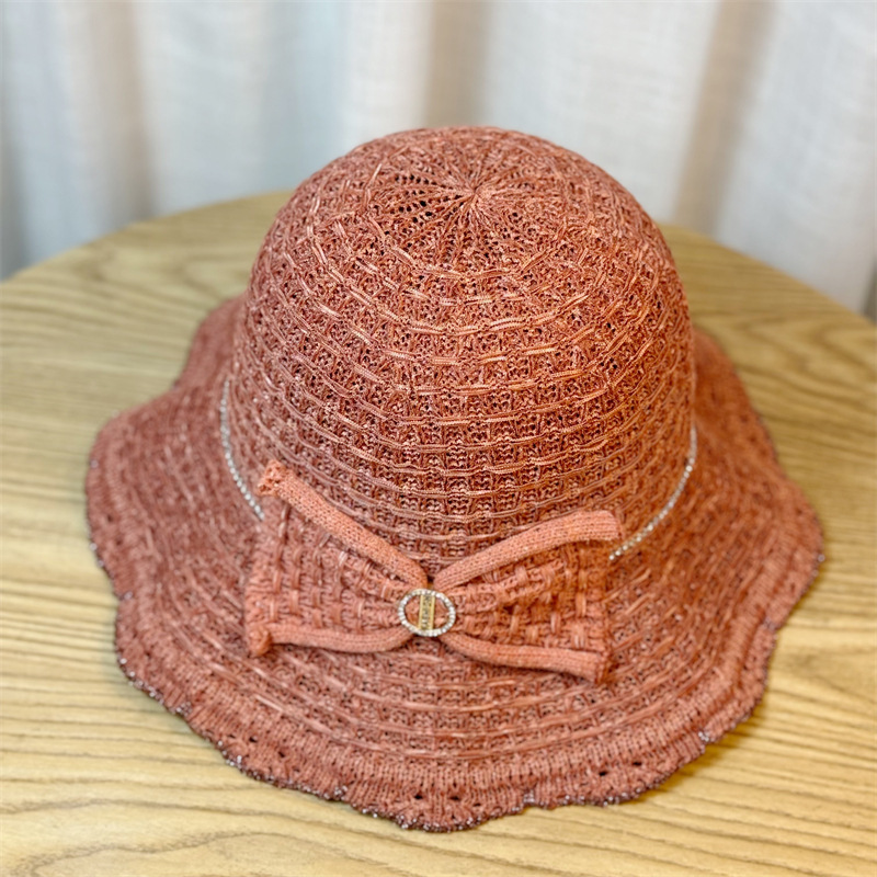 Women's Straw Hat With Ruffle Edge And Bow For Summer Sunshade_voghion.com