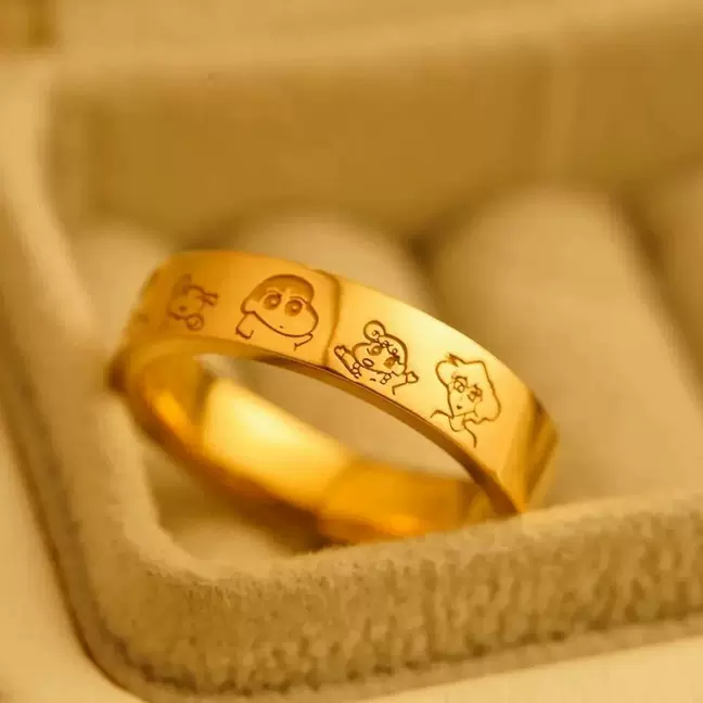 【店铺热销】小红书同款《蜡笔小新》卡通人物戒指食戒情侣对戒指