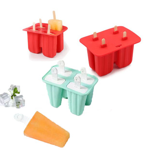 Silicone 4-Hole Conjoined Popsicle Mold Old Popsicle Mold Household Kidsren's Cute Popsicle Ice Cream DIY Mold