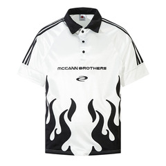 TKPA美式高街潮流男裝T恤火焰撞色拼接繡花國潮牌POLO翻領短袖t恤