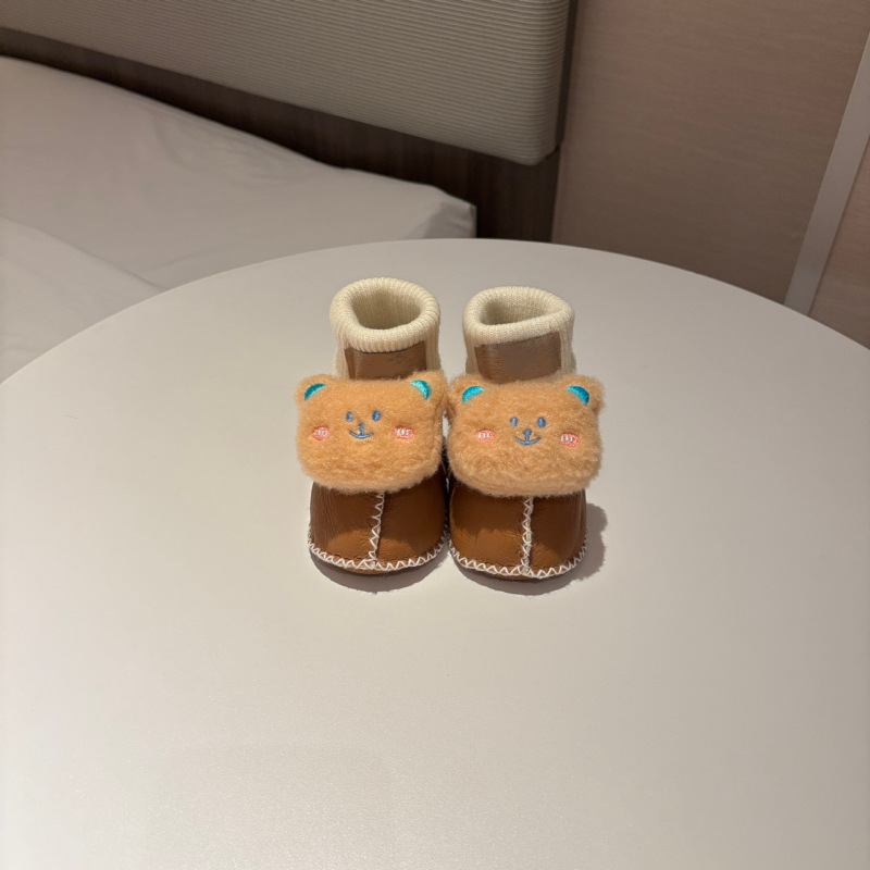 桑坡婴儿棉鞋羊皮毛一体步前鞋袜ins卡通男女宝宝软底毛毛鞋秋冬|undefined