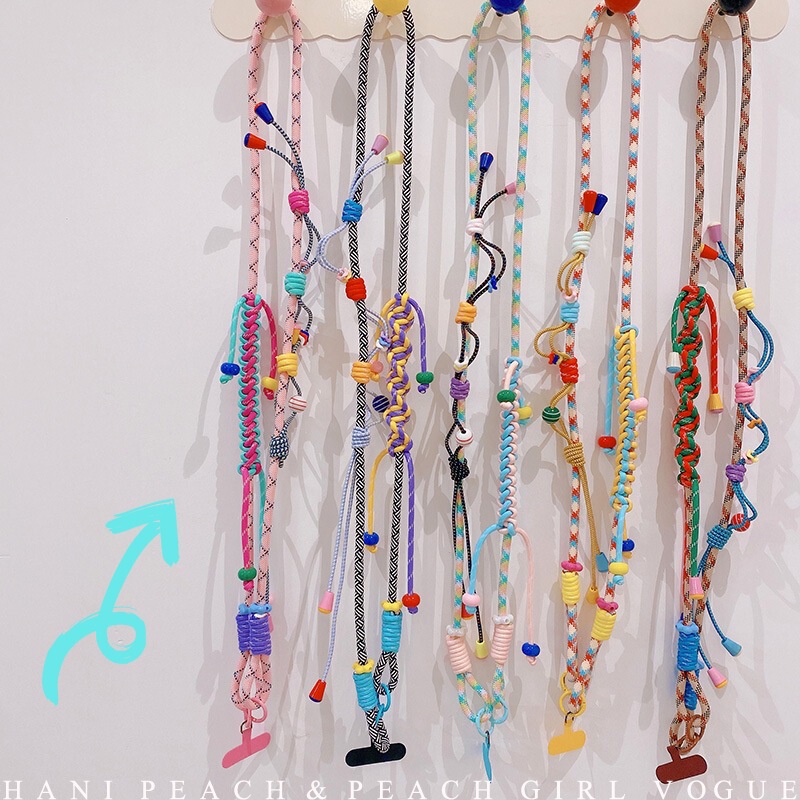 Hd948A35 Color Dopamine Creative Niche Braided Rope Phone Crossbody Lanyard with Pad Pendant for Women