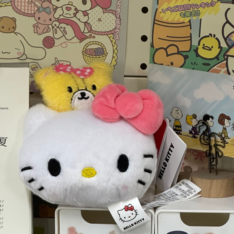 黑色草帽kitty帽宝宝挂件爱心扣公仔玩偶可爱赫本风挂饰钥匙扣|undefined