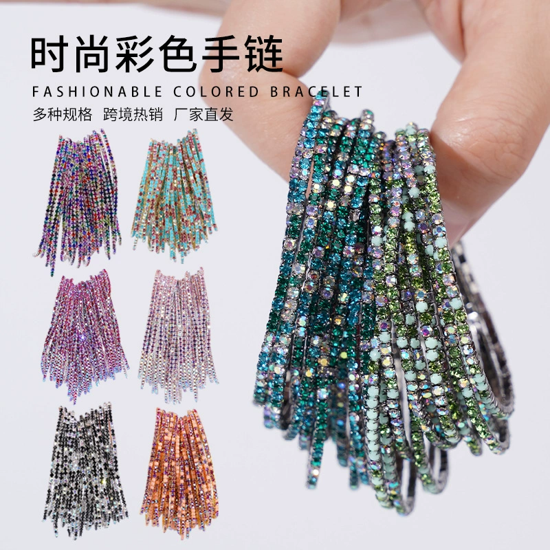 Трансграничные европейские и американские многоцветные эластичные браслеты со стразами