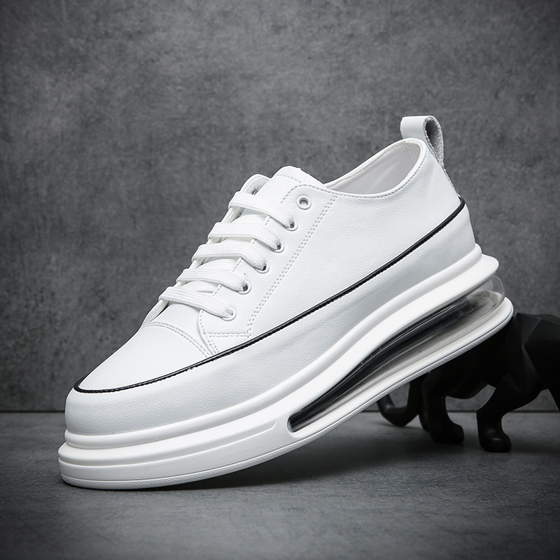 真皮休閒鞋春季新款男小白鞋氣墊底潮流鞋直播網紅代發溫州批發