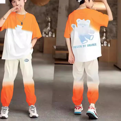 Children's Summer Outfit for Boys - Two-Piece Set, Loose Gradient, Trendy and Casual, Korean Style