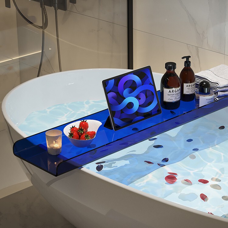 Acrylic Accessible Luxury Bathtub Bath Storage Rack Home Bathroom Mobile Phone Storage Transparent Bracket Bathtub Tray