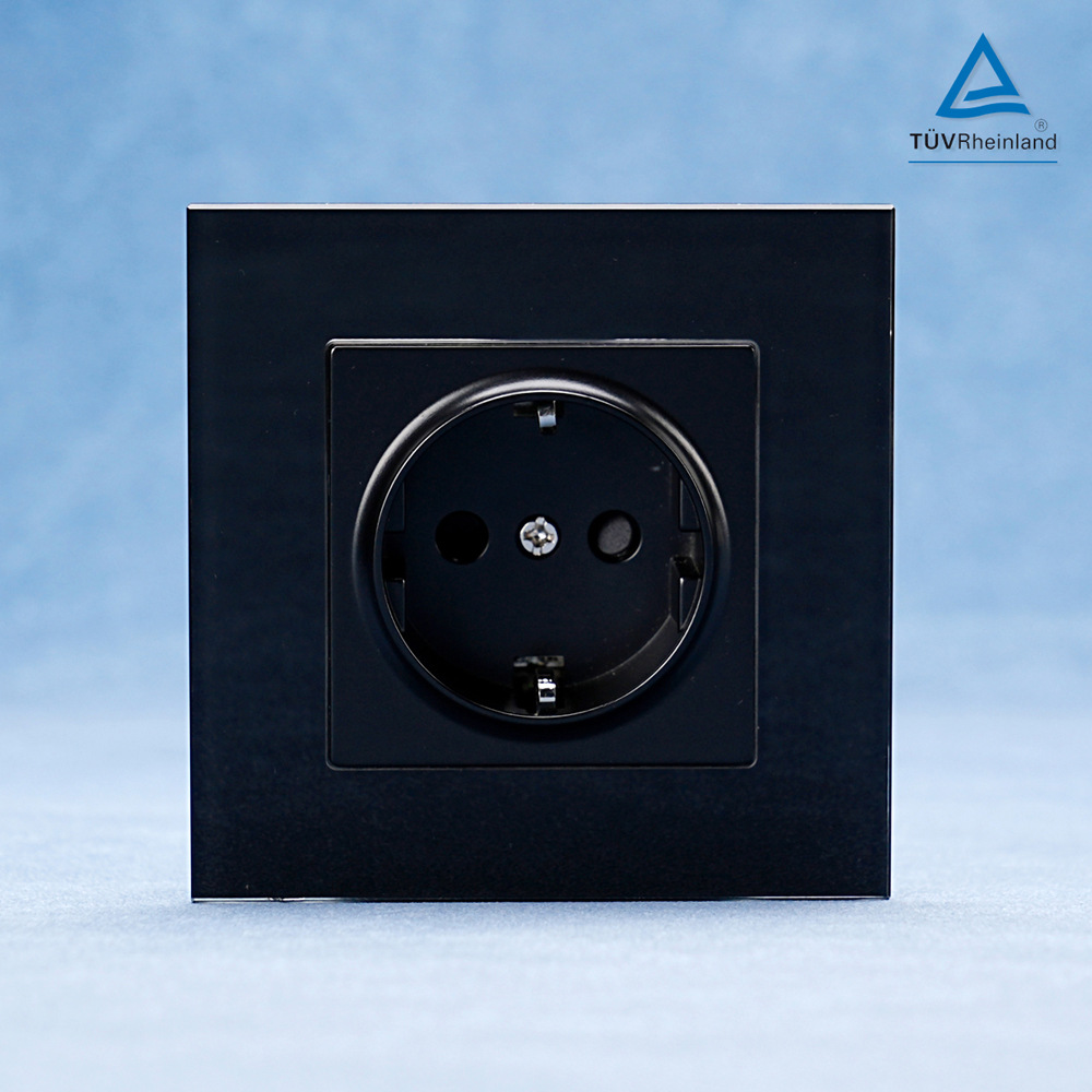 欧标墙壁插座G钢化玻璃德插开关16A 250V wall socket switch