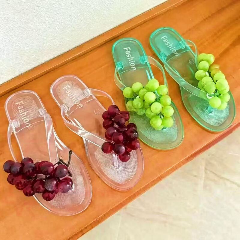 Grape-Shaped Flip-Flops for Women, Crystal Shoes, Cute Realistic Fruit Design, Summer Thong Sandals, Beach Seaside High-Appearance Slippers Grape-Shaped Flip-Flops for Women, Crystal Shoes, Cute Realistic Fruit Design, Summer Thong Sandals, Beach Seaside High-Appearance Slippers