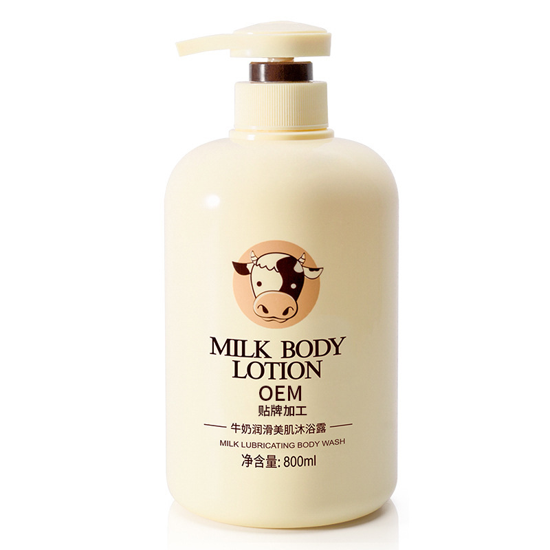 Loción de baño de leche procesada por oem refrescante champú suave cuerpo lavado conjunto de protección de la marca casera personalizada