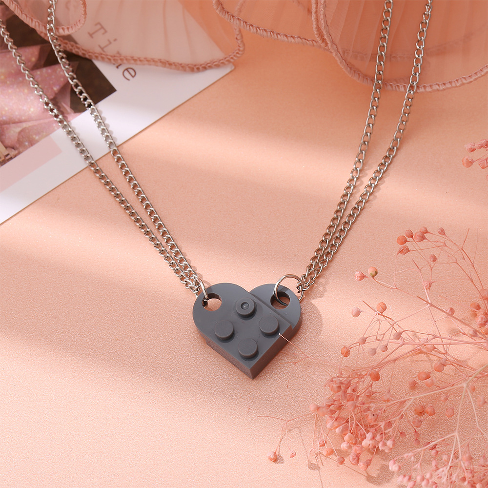 Simple Heart-Shape Double Bead Chain Necklace