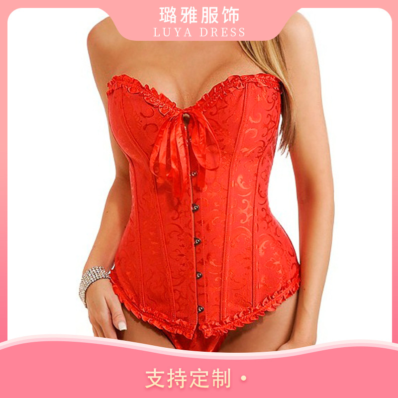 Fábrica al por mayor europea y americana sexy corte corsé vestido de novia ropa interior corsé