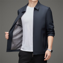 翻领夹克男士高档爸爸夹克衫商务休闲中年春秋季新款行政外套男装