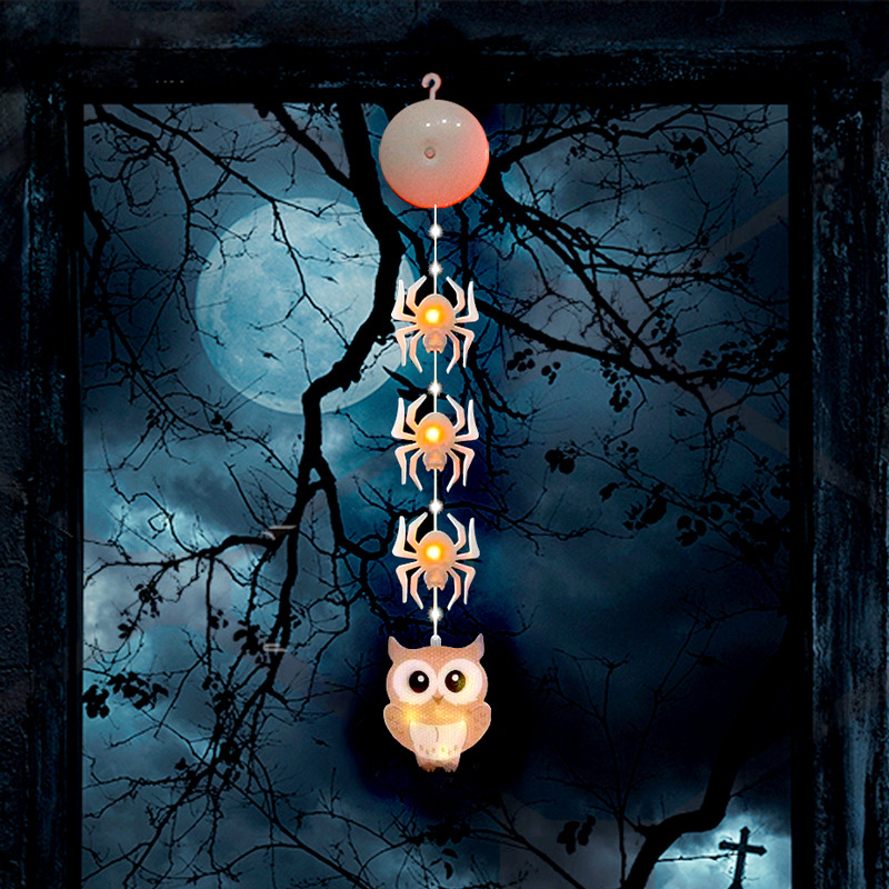 Decoración de Halloween linterna de calabaza bruja murciélago lámpara de ventosa cadena de luz LED atmósfera de fiesta transfronteriza luz de colores luz de ventana