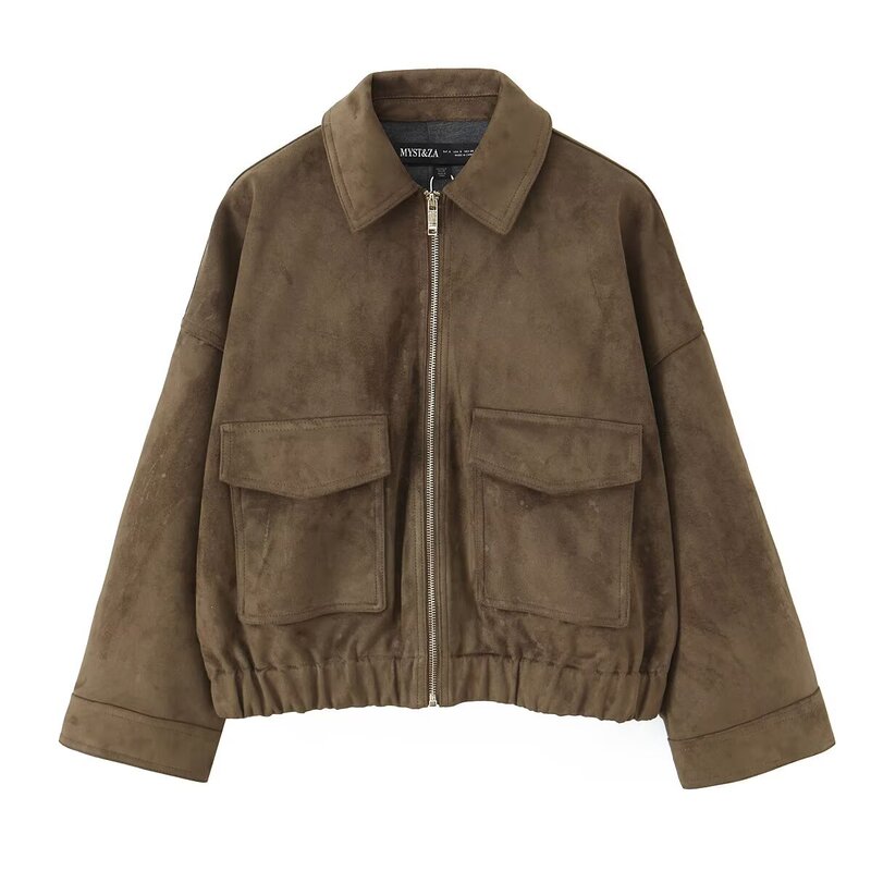 Zg Export Women's Autumn Fashion Loose Design Suede Texture Effect Jacket 3046377