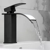 Черный водопад ZhongSai кран для холодной и горячей воды, большая квадратная платформа для монтажа на столешнице, нержавеющая сталь