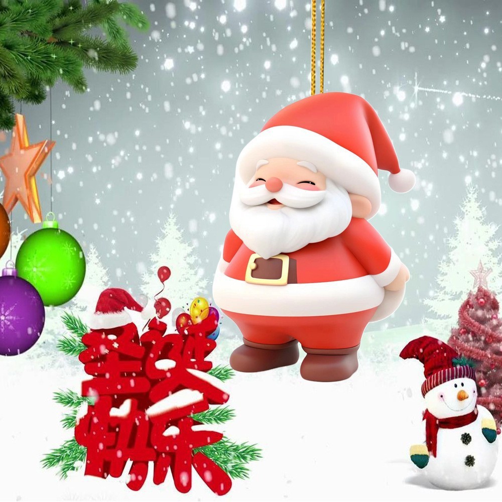 2025 Navidad transfronteriza nueva serie de Papá Noel colgante acrílico plano decoración creativa del árbol de Navidad