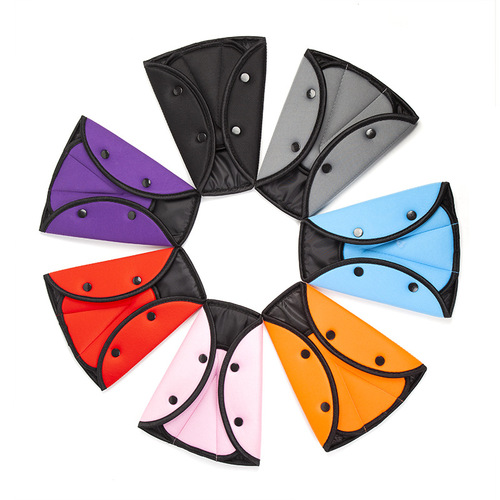 Car seat belt holder, soft, anti-stranglehold, convenient snap-button adjuster, car-mounted children's triangle fixed set