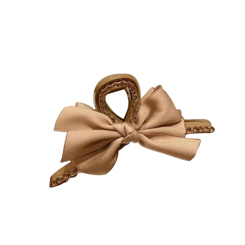 Korean Dongdaemun Bow Clip Chain Embellished with Diamonds Elegant and Refined Hairpin for Children's Hair Accessories Shark Clip