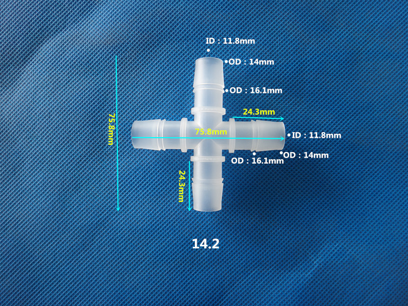 Plastic cross connector, hose four-way tower joint, 4-inch pipe four-way, equal-diameter tower pressure-resistant four-way