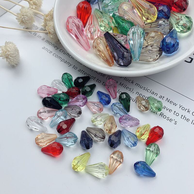 Tea acrylic cut transparent water drop beaded plastic straight hole handmade DIY woven bag curtain beaded wholesale