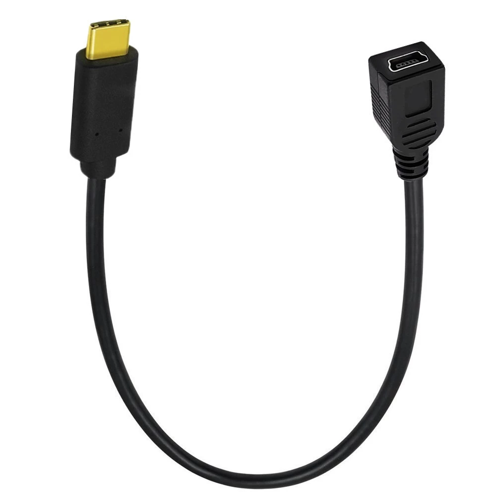 Кабель-адаптер Type-C (Duttek) к Mini 5-пин, позолоченные контакты, варианты под прямым углом 90°, длина 25 см