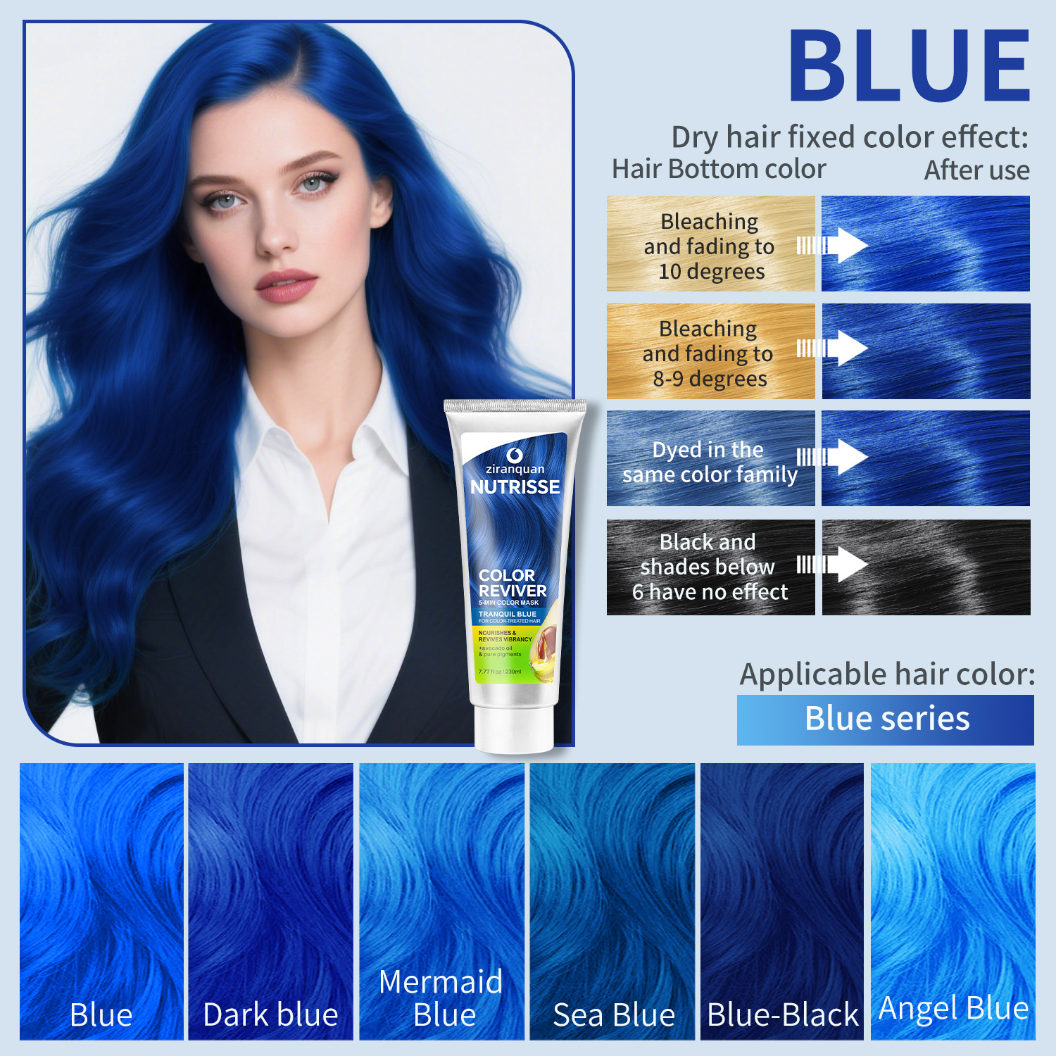 Blue hair mask, 230 ml, color fix