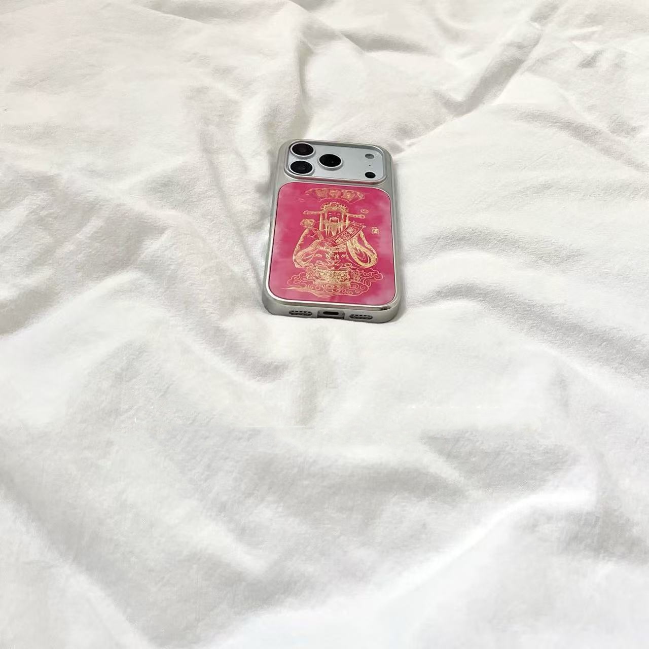 China rosa rosa rosa oro dios de la fortuna para el iPhone 17 promamax Apple 16 caso de teléfono 15 nuevo 14 mujeres