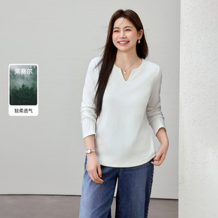 [Simple and comfortable Joker slim lyocell T-shirt] slim show plus size women's fat mm2025 spring new