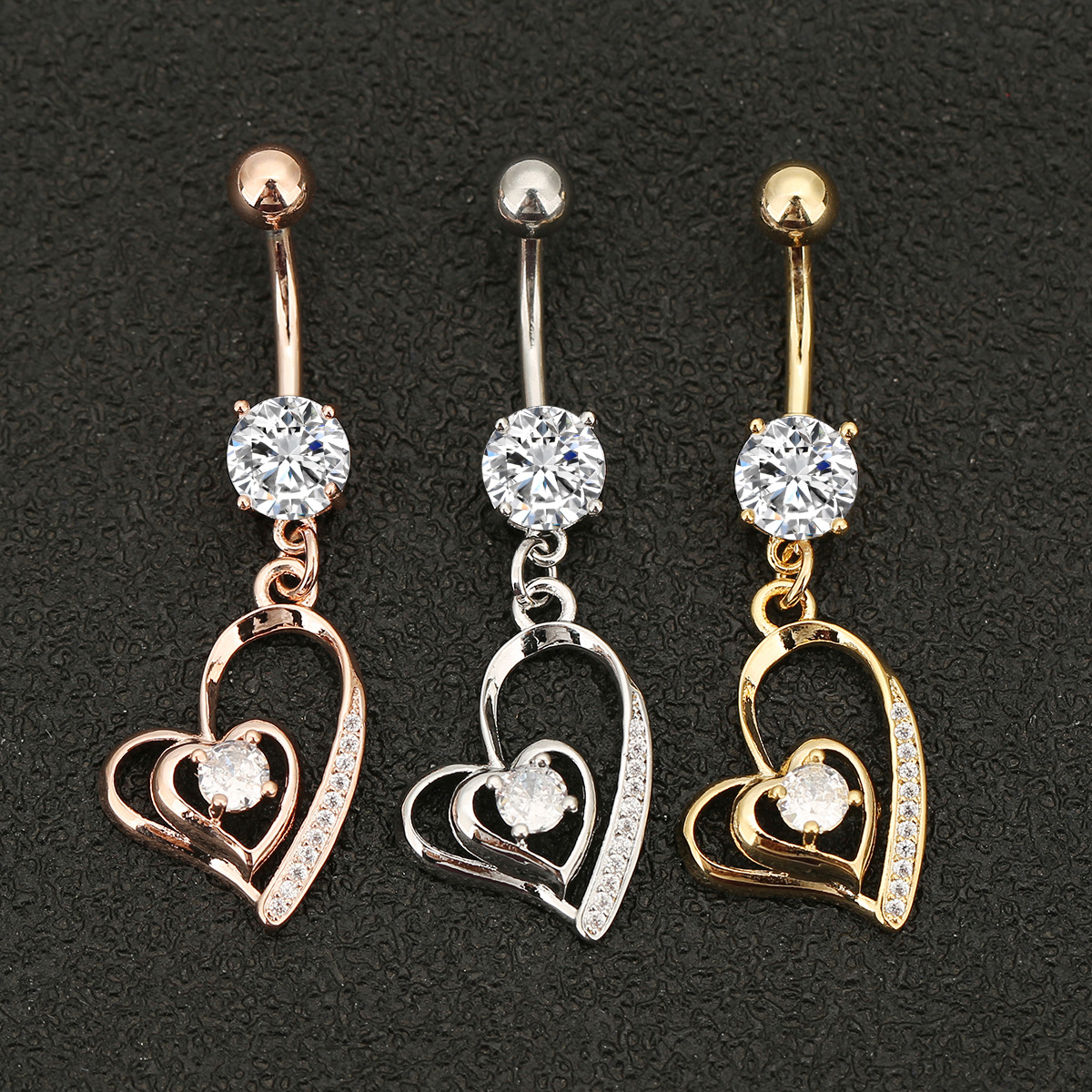 Cross-border Stainless Steel Heart-shaped Diamonds, Body Piercing Jewelry With A High-end Feel, Unique And Stylish Navel_voghion.com