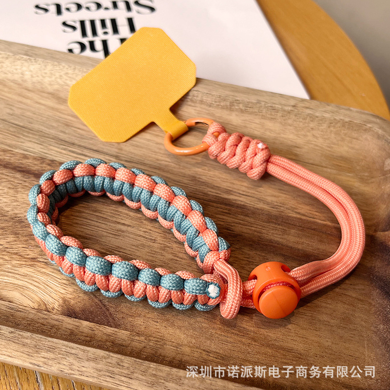 짧은 [주황색 녹색] 조절 가능한 땋은 끈 + 노란색 클립