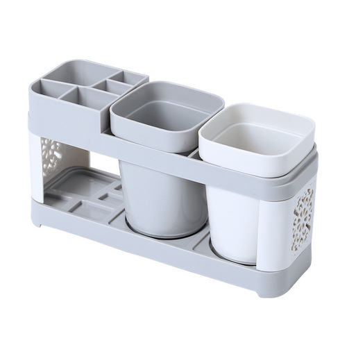 Vertical toothbrush and toothpaste holder set, bathroom mouthwash cup and toothpaste storage rack, home couple living room tooth accessories stand