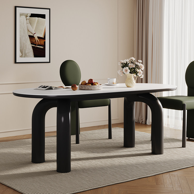French Retro Style 2026 New Model Rectangular Dining Table for Living Room, Slate Dining Table, Small Apartment Household Dining Table and Chair Set