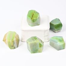 天然水晶原石绿缠丝玛瑙摆件染色玛瑙随形切面柱子几何立方体多面