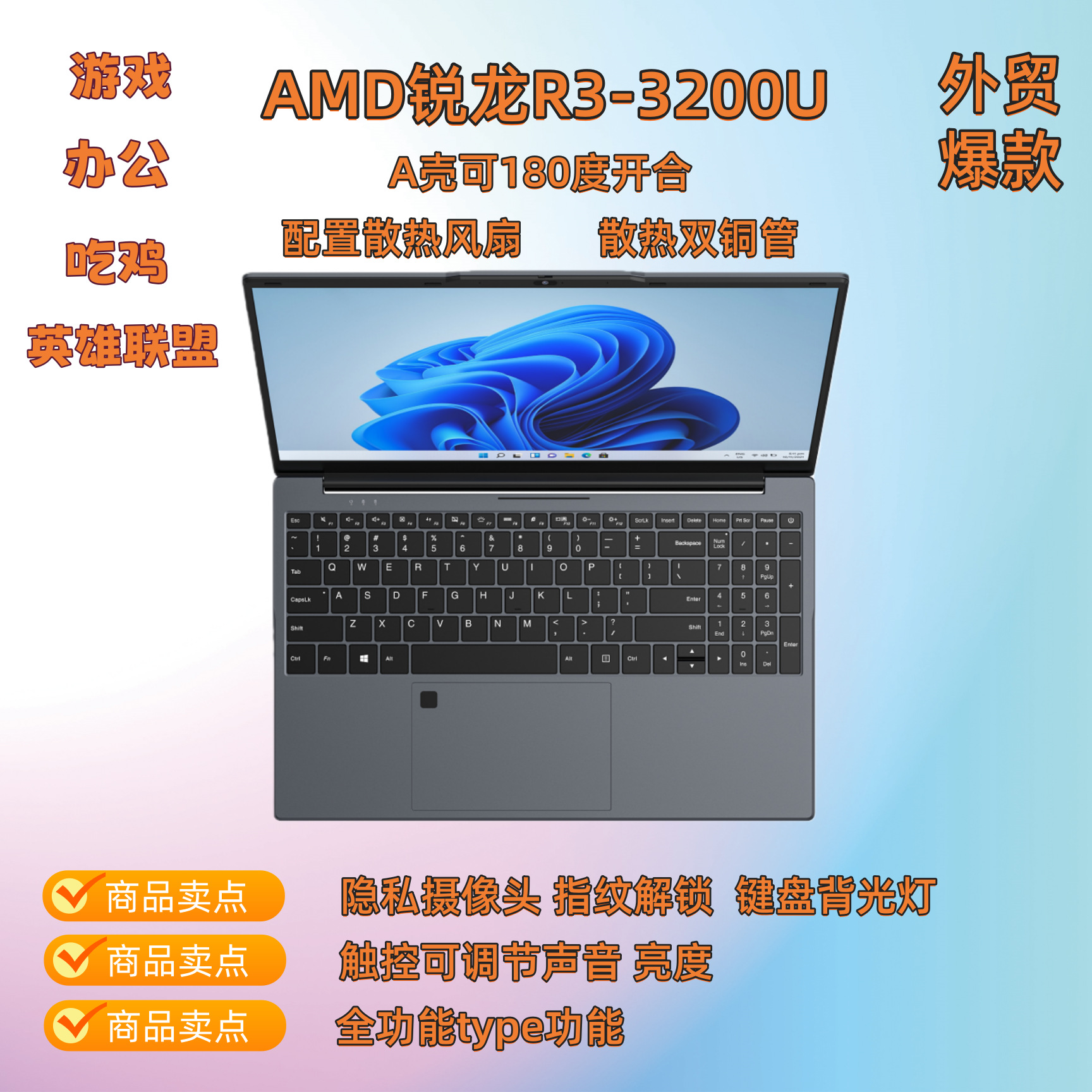Cross-Border Exclusive Supply of 14inch Amd Ryzen Processors for Student Office Work, Design, Gaming Pc Laptops