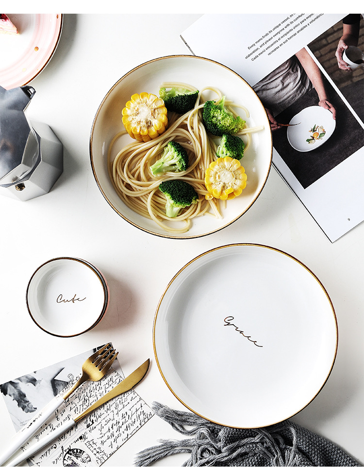 碗碟套装北欧创意个性家用轻奢陶瓷碗筷碗盘精致网红餐
