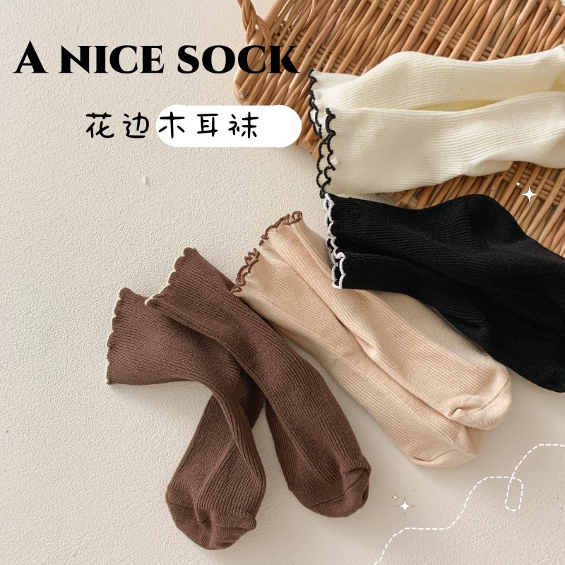 Brand children's autumn demi-season knee socks, mid-length