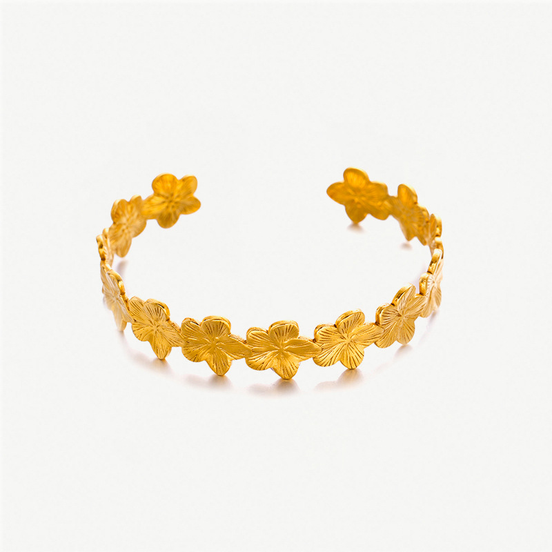 Tina transfronteriza estilo europeo y americano pulsera de flores de acero inoxidable temperamento de titanio de acero de 18k pulsera de oro INS joyas de estilo image 6
