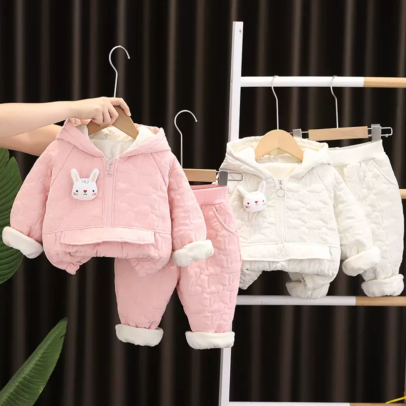 秋冬新款儿童棉衣加绒加厚儿童外套女童卡通夹棉外穿棉服保暖可爱