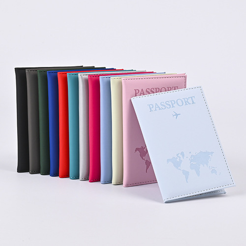 Polyurethane (PU) Plain Weave Flight Map Passport Holder, Passport Cover, PU Leather Passport Case