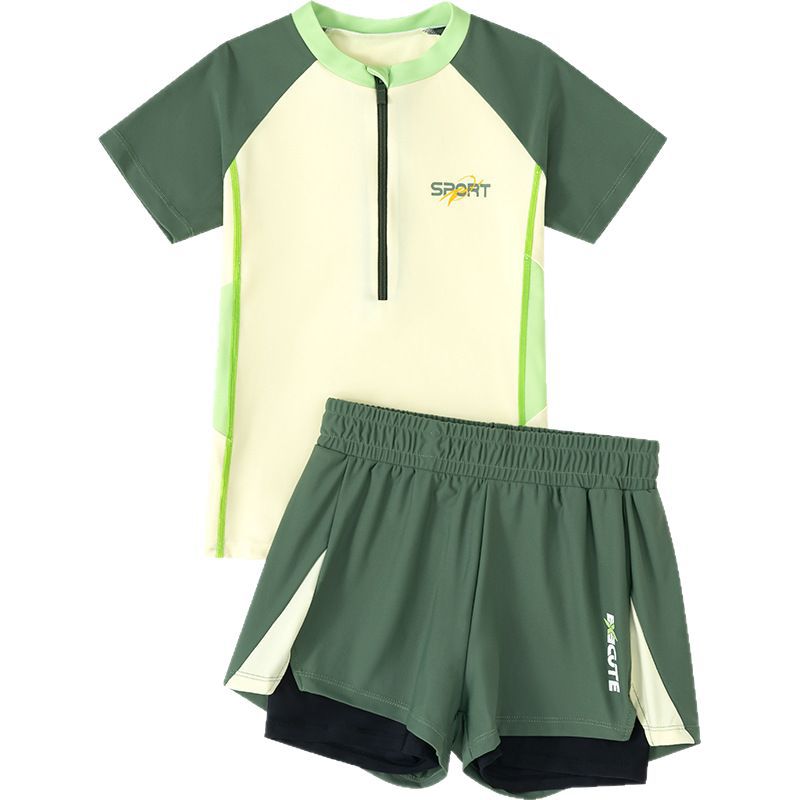 Children's Split Swimsuit Boys 2025 New Swimming Teenagers Middle and Big Children Swimming Trunks Boys Swimming Equipment Wholesale