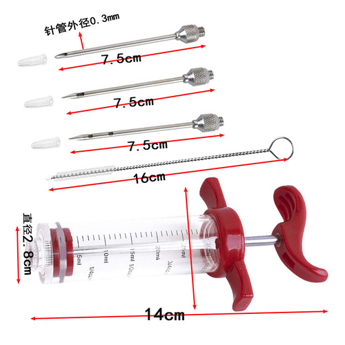 Kitchen BBQ Steak Turkey Syringe Plastic Seasoning Turkey Needle Brine Syringe Meat Injector