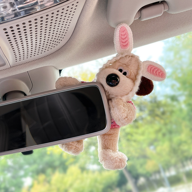 Oso de dibujos animados espejo retrovisor decoración de pantalla muñeca de control central lindo creativo decoración de coche joyería interior diosa
