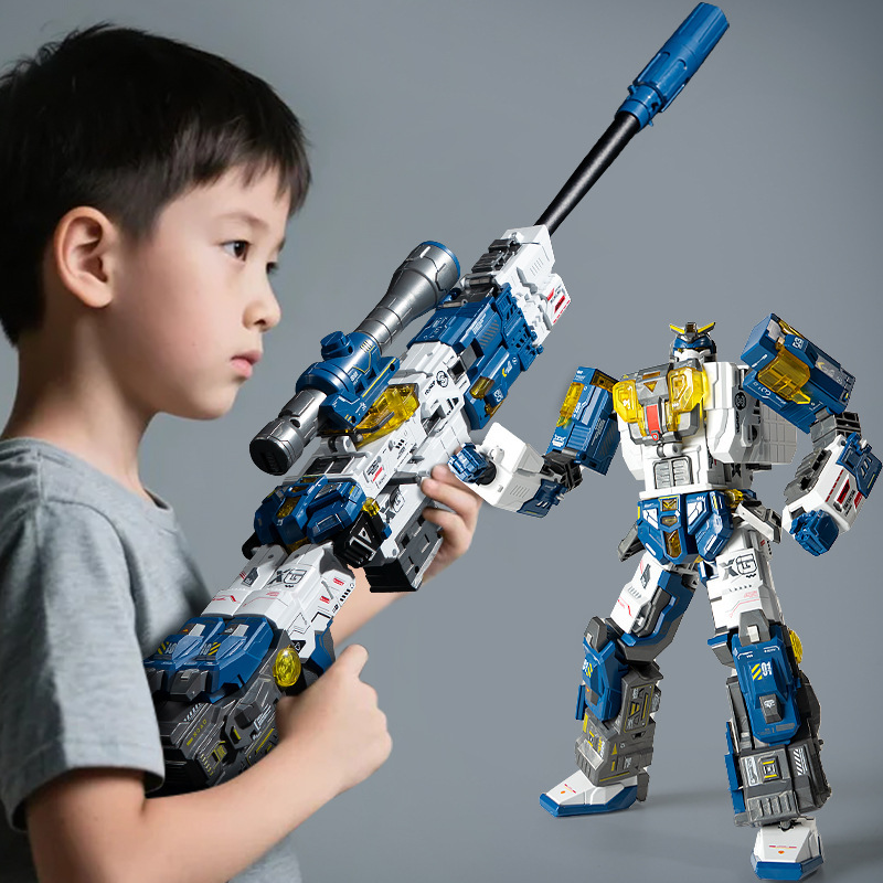 Can Fire Bullets, Transform, Assemble Sniper Gun Toy, Robot Model Toy Gun, Large Gift, Children's Toy