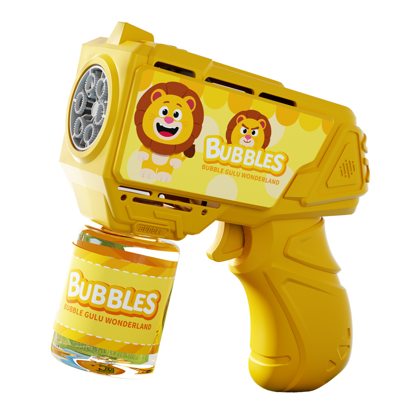 Red de celebridades estilo caliente pistola de burbujas Gatling de 32 hoyos juguetes para niños unicornio máquina de burbujas eléctrica de mano puesto al por mayor