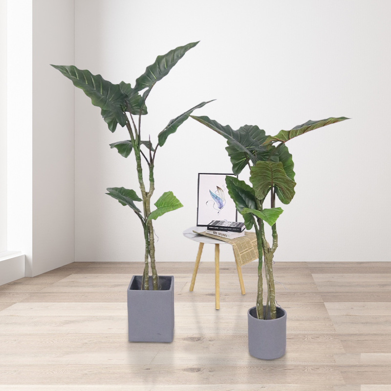 北歐風仿真植物彩虹芋人造彩虹樹綠植盆栽家居酒店裝飾春芋盆栽